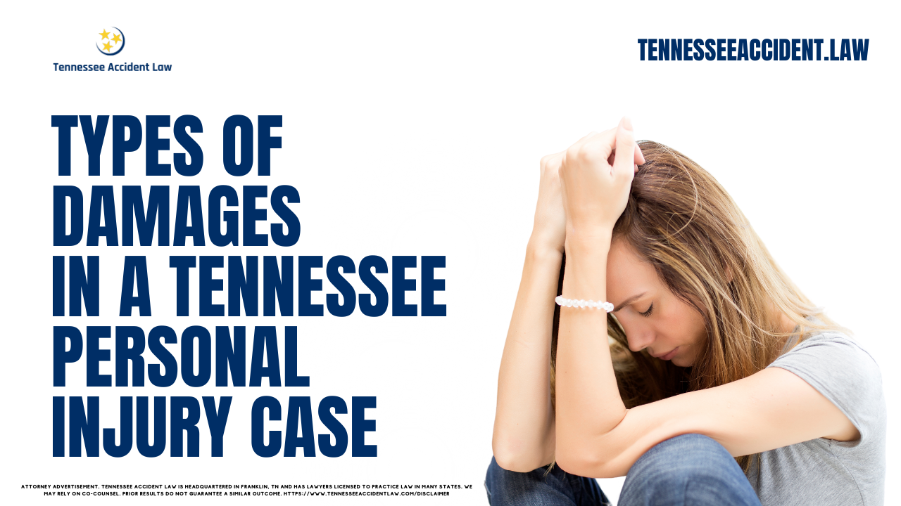 When you file a personal injury lawsuit in Tennessee, you are seeking compensation for the injuries and losses you have suffered as a result of someone else's negligence. Several different types of damages may be available to you, depending on the specific facts and circumstances of your case. Let's briefly touch on some of the most common types of damages that are awarded in Tennessee personal injury cases.  If you have questions about a case, contact Tennessee Accident Law and we'd be happy to have an attorney speak with you for free.