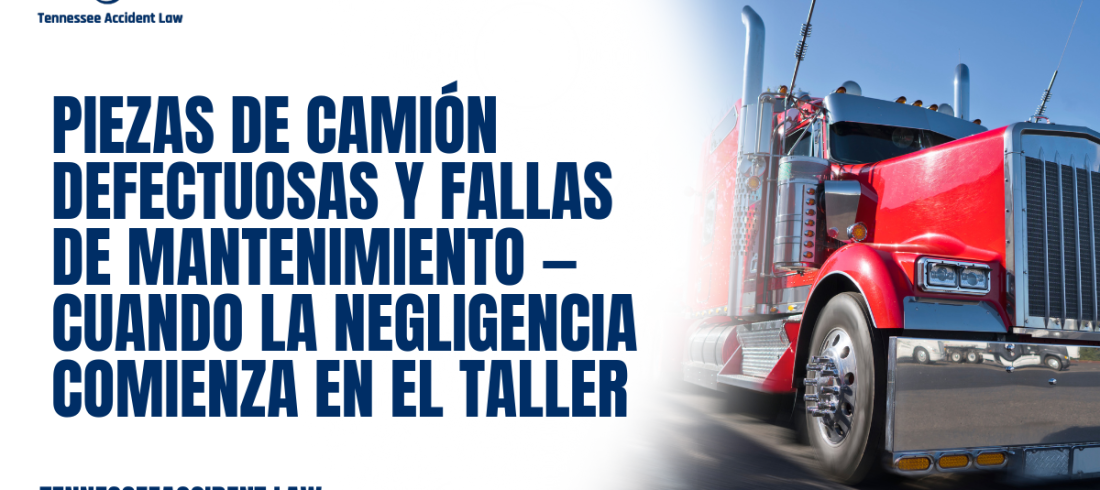 La mayoría de las personas asume que los accidentes de camiones ocurren en la carretera, pero en muchos casos, el siniestro comienza mucho antes de que el camión salga del taller. Las piezas defectuosas, el mantenimiento inadecuado, las inspecciones omitidas y las prácticas negligentes dentro de las empresas de transporte son algunos de los factores principales que provocan accidentes catastróficos en Tennessee.