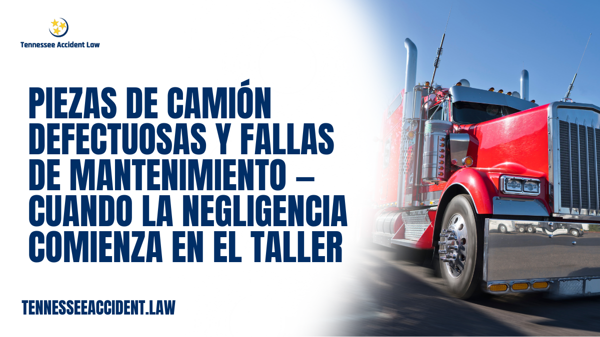 La mayoría de las personas asume que los accidentes de camiones ocurren en la carretera, pero en muchos casos, el siniestro comienza mucho antes de que el camión salga del taller. Las piezas defectuosas, el mantenimiento inadecuado, las inspecciones omitidas y las prácticas negligentes dentro de las empresas de transporte son algunos de los factores principales que provocan accidentes catastróficos en Tennessee.